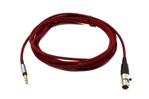 Cable de audio de 3 m con conector jack de 3,5 mm a toma mini XLR trenzado en rojo