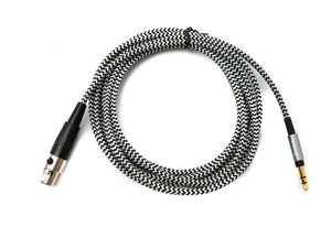 Câble audio 3 m fiche jack 3,5 mm vers prise mini XLR tressé en blanc