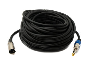 Cable de audio de 15 m con adaptador jack de 6,35 mm a conector XLR en negro