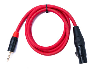 SYSTEM-S audio cable 100 cm 3.5 mm jack plug to XLR socket adapter in red