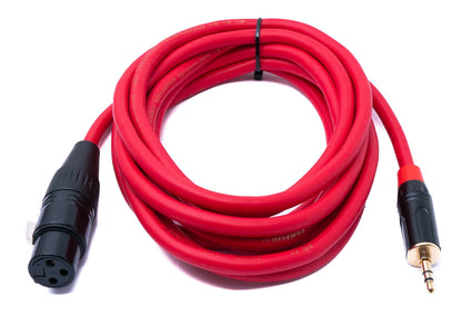 SYSTEM-S audio cable 3 m 3.5 mm jack plug to XLR socket adapter in red