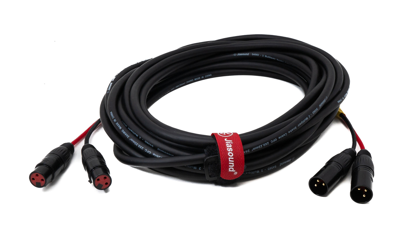 Cable de audio 10 m XLR 3 pines 2x macho a 2x hembra Adaptador AUX en negro