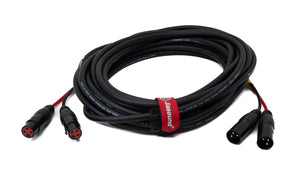 SYSTEM-S Audio Kabel 10 m XLR 3 polig 2x Stecker zu 2x Buchse AUX Adapter in Schwarz