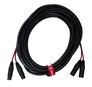 SYSTEM-S Audio Kabel 10 m XLR 3 polig 2x Stecker zu 2x Buchse AUX Adapter in Schwarz