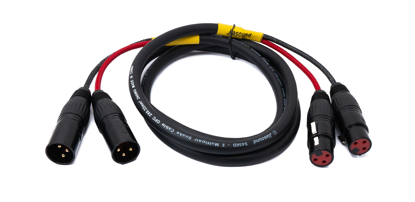 SYSTEM-S Audio Kabel 150 cm XLR 3 polig 2x Stecker zu 2x Buchse AUX Adapter in Schwarz