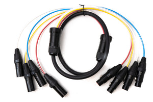 SYSTEM-S Audio Kabel 150 cm XLR 3 polig 4x Stecker zu 4x Buchse AUX Adapter in Schwarz