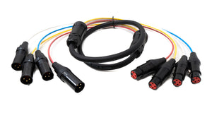 SYSTEM-S Audio Kabel 150 cm XLR 3 polig 4x Stecker zu 4x Buchse AUX Adapter in Schwarz