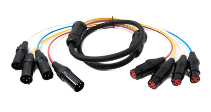 Cavo audio da 150 cm XLR 3 pin 4x maschio a 4x femmina adattatore AUX in nero