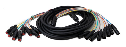 SYSTEM-S Audio Kabel 10 m XLR 3 polig 8x Stecker zu 8x Buchse AUX in Schwarz