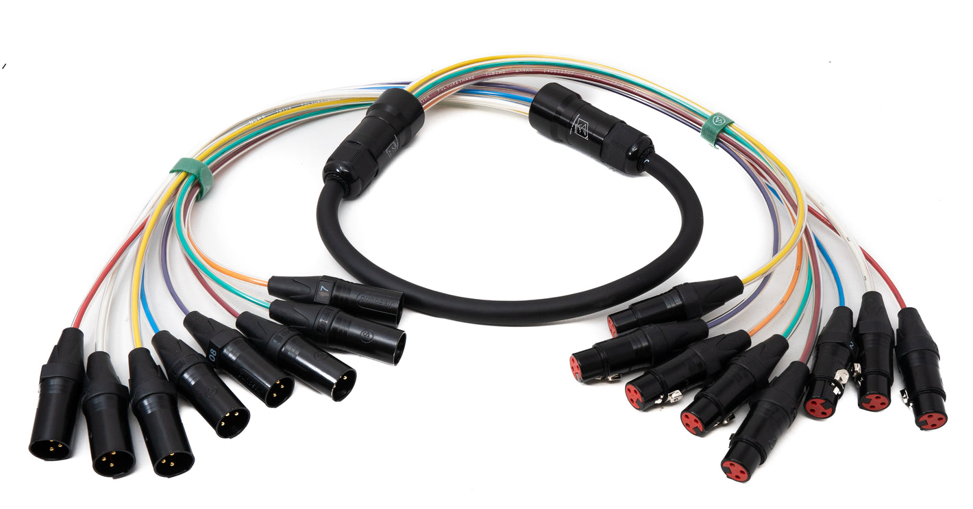 SYSTEM-S Audio Kabel 150 cm XLR 3 polig 8x Stecker zu 8x Buchse AUX Adapter in Schwarz