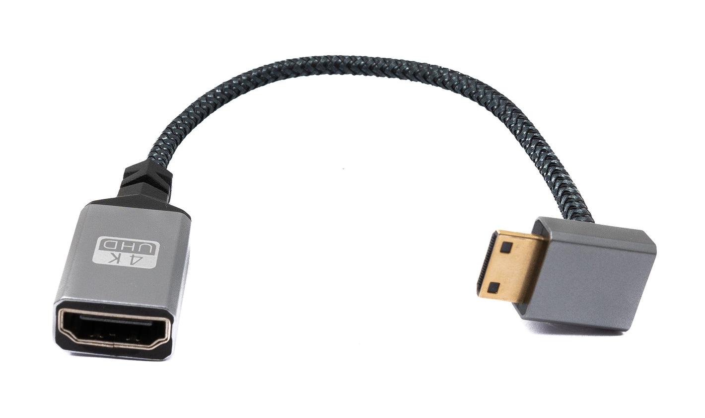 SYSTEM-S HDMI 1.4 Kabel 20 cm 4K UHD 60 Hz Mini Stecker zu Standard Buchse Winkel Down