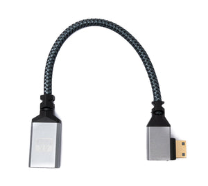 SYSTEM-S HDMI 1.4 Kabel 20 cm 4K UHD 60 Hz Mini Stecker Links Winkel zu Buchse geflochten