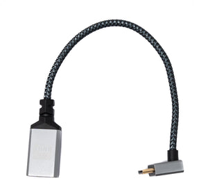 SYSTEM-S HDMI 1.4 Kabel 20 cm 4K UHD 60 Hz Mini Stecker zu Standard Buchse Winkel geflochten