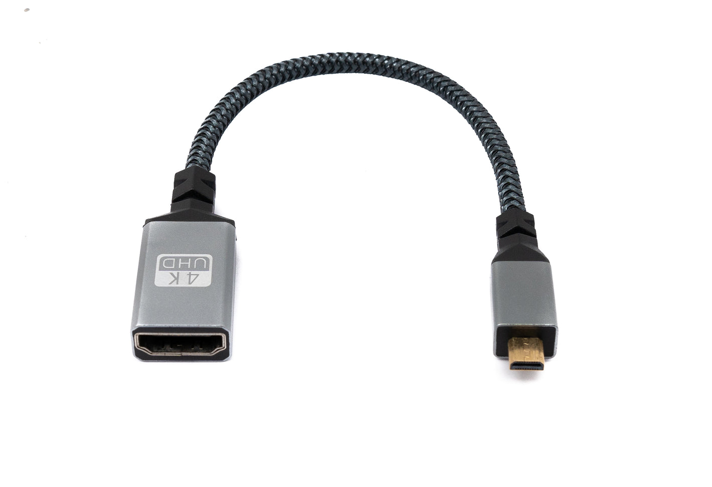 HDMI 1.4 Kabel 20cm 4K UHD 60 Hz Micro Stecker zu Standard Buchse geflochten