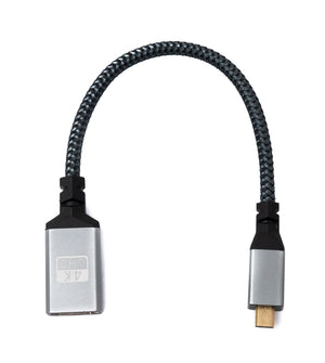 HDMI Kabel 20cm 4K UHD 60 Hz Micro Stecker zu Standard Buchse geflochten Adapter