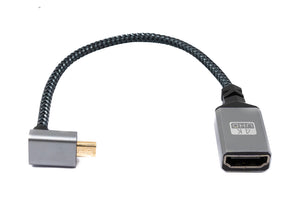 SYSTEM-S HDMI 1.4 Kabel 20 cm 4K UHD 60 Hz Micro Winkel UP zu Standard Buchse geflochten