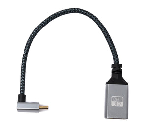 SYSTEM-S HDMI 1.4 Kabel 20 cm 4K UHD 60 Hz Micro Winkel UP zu Standard Buchse geflochten