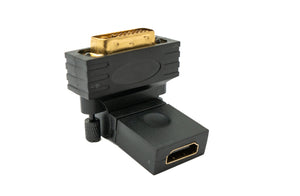 SYSTEM-S DVI D adapter 24 + 1 plug to HDMI 1.4 standard socket gold-plated variable angle 2K 30 Hz Full HD 144 Hz