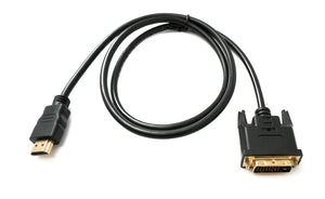 SYSTEM-S DVI D Kabel 100 cm 24 + 1 Stecker zu HDMI 1.4 Standard Stecker vergoldet 2K 30 Hz Full HD 144 Hz