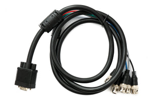 Câble VGA SYSTEM-S 180 cm Adaptateur coaxial HD15 mâle vers 5 BNC RGBHV mâle en noir