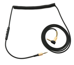 SYSTEM-S replacement cable 2 m AUX jack 3.5mm plug to plug angle for Marshall Major 4 3 2 headphones spiral