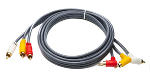 SYSTEM-S Cinch RCA Kabel 180 cm Stecker zu Stecker 3 AV Komponente Winkel Adapter in Schwarz