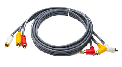 SYSTEM-S Cinch RCA Kabel 180 cm Stecker zu Stecker 3 AV Komponente Winkel in Schwarz