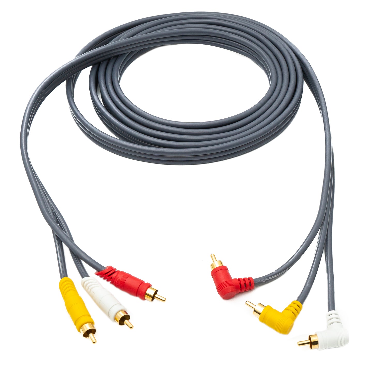 SYSTEM-S Cinch RCA Kabel 3 m Stecker zu Stecker 3 AV Komponente Winkel Adapter in Schwarz