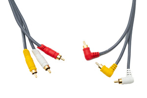 SYSTEM-S Cinch RCA Kabel 3 m Stecker zu Stecker 3 AV Komponente Winkel Adapter in Schwarz