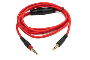 SYSTEM-S Audio replacement cable 150 cm AUX 3.5 mm jack braided red for Hyperx Cloud Mix Alpha