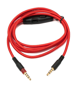 Câble de remplacement SYSTEM-S Audio 150 cm AUX jack 3,5 mm tressé rouge pour Hyperx Cloud Mix Alpha