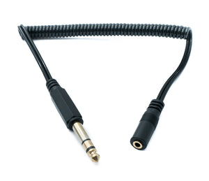 SYSTEM-S Audio Kabel 60 cm Stereo TRS 6.35 mm Klinke Stecker zu 3,5 mm Buchse Spirale