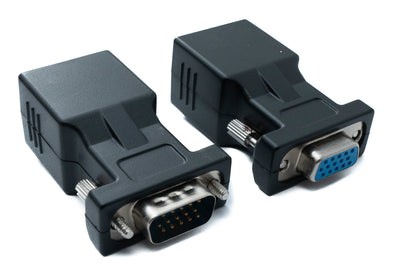 SYSTEM-S Ethernet VGA over IP Konverter VGA Stecker & Buchse zu LAN RJ45 Buchse 20m Reichweite