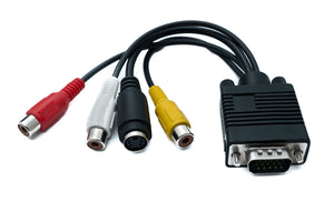 SYSTEM-S 2 in 1 VGA Kabel 20 cm Stecker zu S-Video Buchse & Cinch 3 RCA Composite Buchse