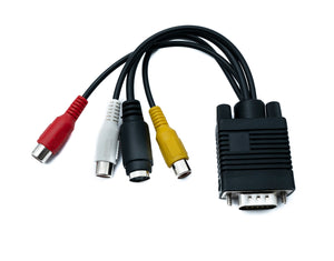 SYSTEM-S 2 in 1 VGA Kabel 20 cm Stecker zu S-Video Buchse & Cinch 3 RCA Composite Buchse