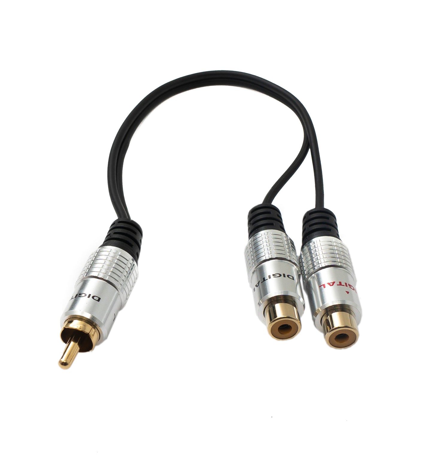 SYSTEM-S Y Cinch RCA Kabel 25 cm 1 polig Stecker zu 2x Buchse Audio in Schwarz