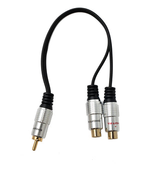 SYSTEM-S Y Cinch RCA Kabel 25 cm 1 polig Stecker zu 2x Buchse Audio in Schwarz