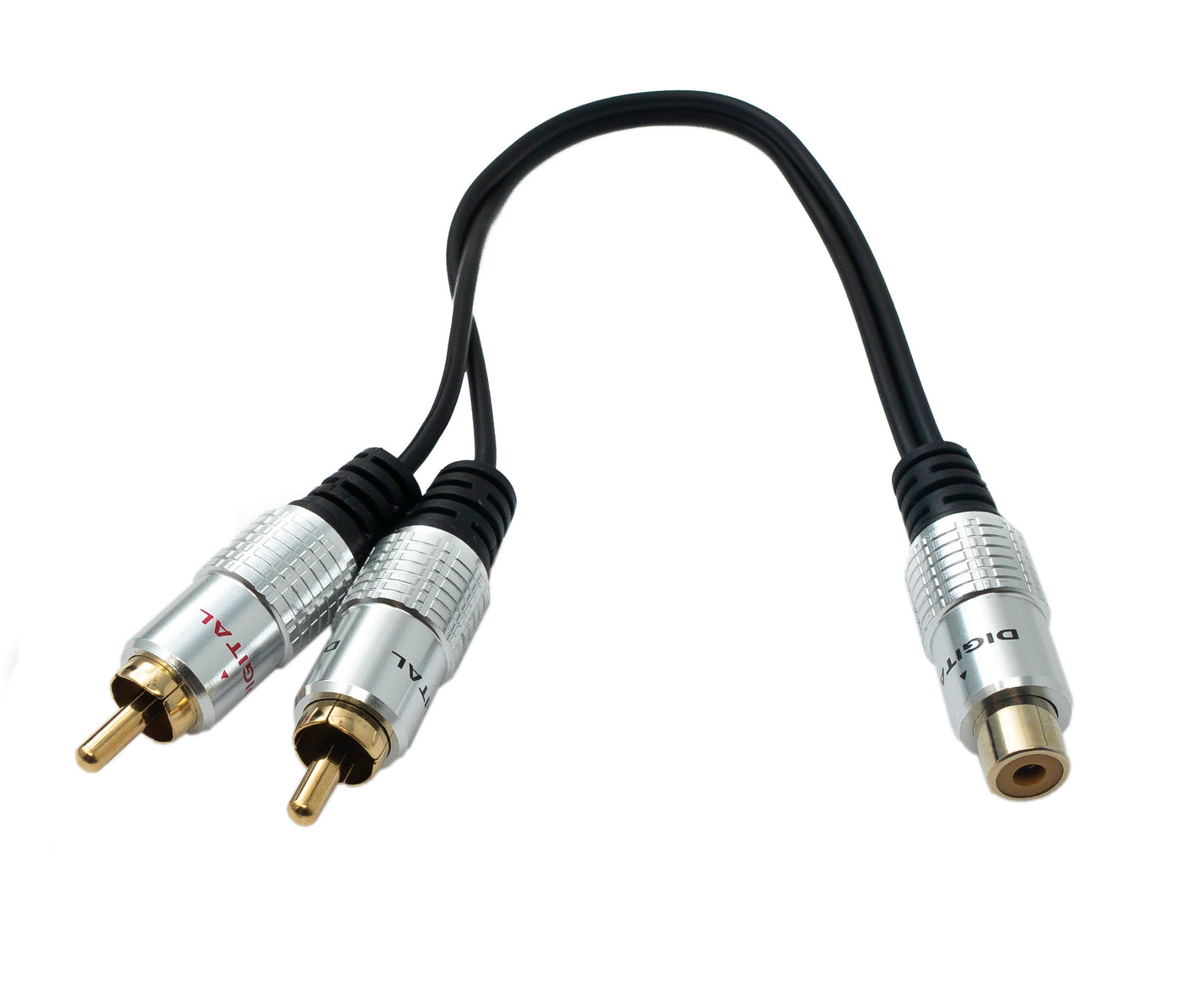 SYSTEM-S Y Cinch RCA Kabel 25 cm 1 polig Buchse zu 2x Stecker Audio in Schwarz