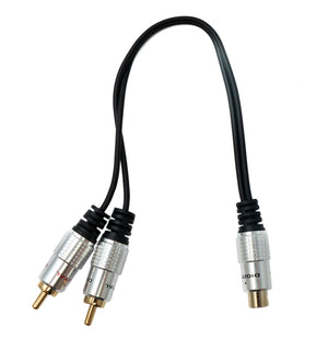 SYSTEM-S Y Cinch RCA Kabel 25 cm 1 polig Buchse zu 2x Stecker Audio in Schwarz