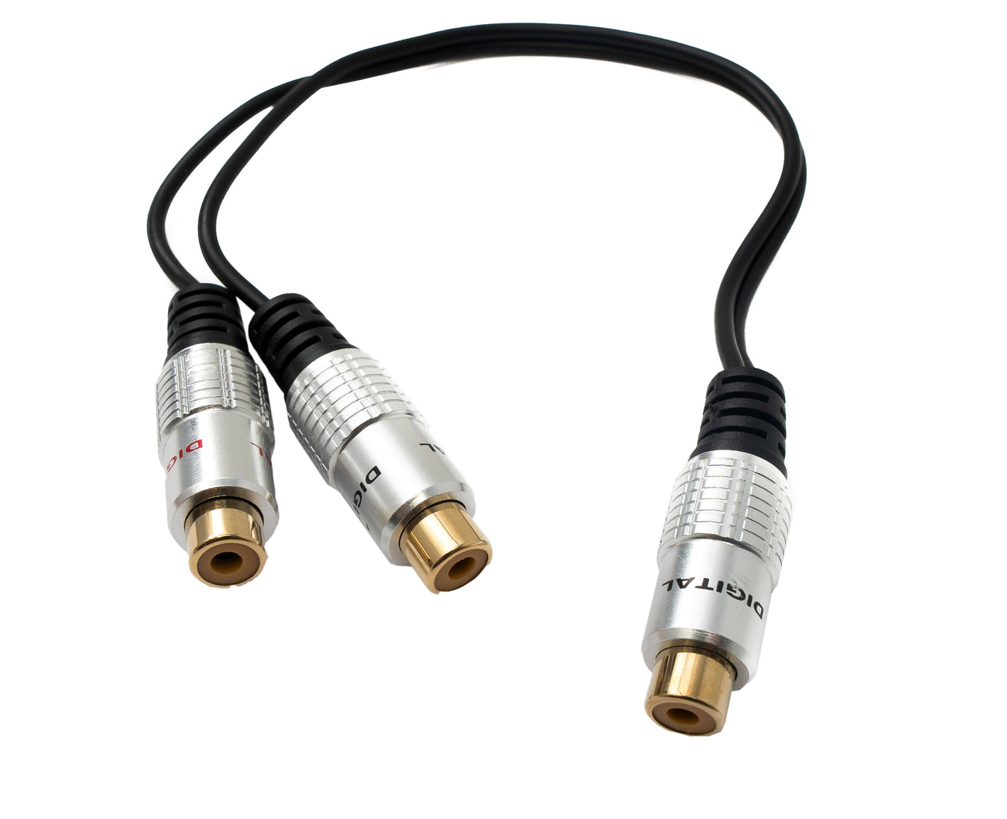 SYSTEM-S Y Cinch RCA Kabel 25 cm 1 polig Buchse zu 2x Buchse Audio in Schwarz