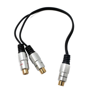 SYSTEM-S Y Cinch RCA Kabel 25 cm 1 polig Buchse zu 2x Buchse Audio in Schwarz