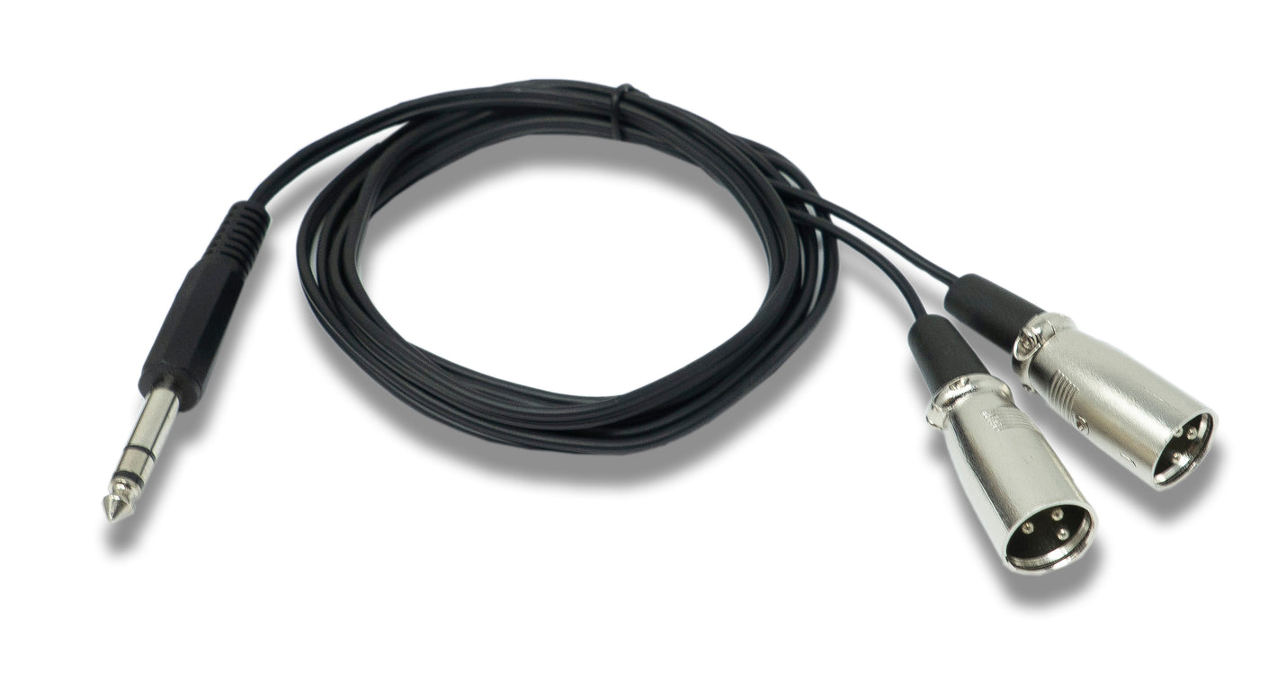 SYSTEM-S Audio Y Kabel 180 cm AUX 6,35 mm TRS Stecker zu 2x XLR 3 polig Stecker