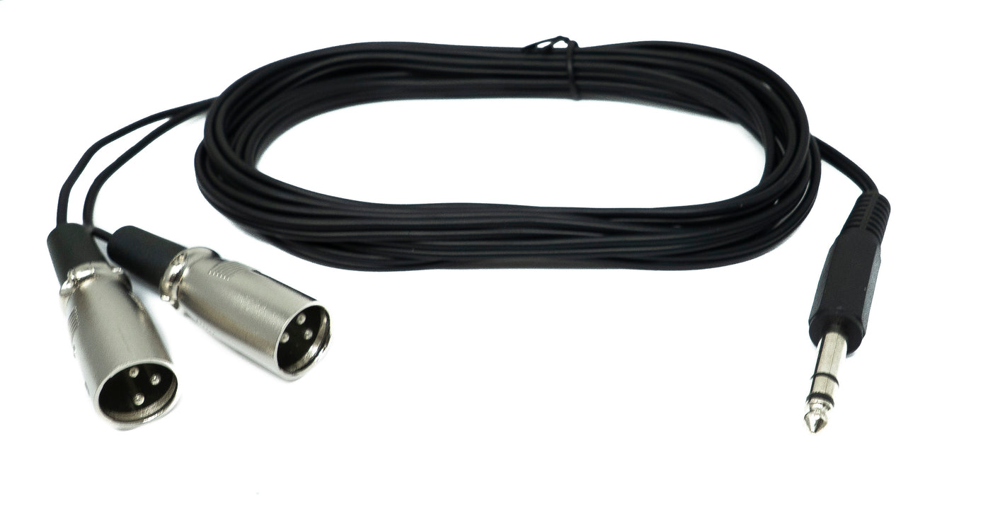 SYSTEM-S Audio Y Kabel 3 m AUX 6,35 mm TRS Stecker zu 2x XLR 3 polig Stecker