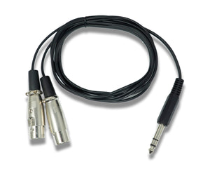 SYSTEM-S Audio Y Kabel 180 cm AUX 6,35 mm TRS Stecker zu 2x XLR 3 polig Buchse