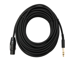 SYSTEM-S Audio Kabel 10 m 6.35 mm Klinke Stecker zu XLR 3 Pin Buchse Adapter in Schwarz