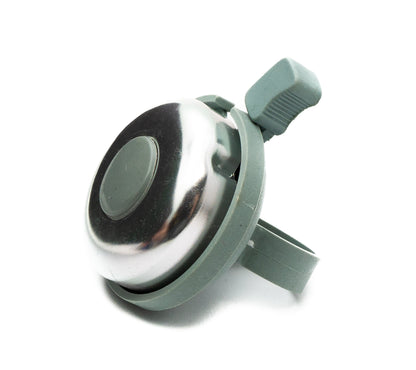 SYSTEM-S bicycle bell shiny in retro look made of aluminium in grey