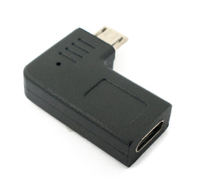 Adaptador USB 3.1 tipo C hembra a cable angular 2.0 Micro B macho en color negro