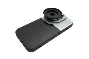 SYSTEM-S Objektiv Hülle 52 mm kompatibel mit Effekt Linse mit Gewinde für iPhone 14 Pro in Schwarz Grau