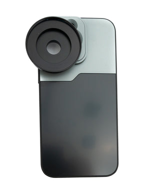 SYSTEM-S Objektiv Hülle 52 mm kompatibel mit Effekt Linse mit Gewinde für iPhone 14 Pro Max in Schwarz Grau