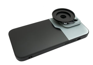 SYSTEM-S Objektiv Hülle 52 mm kompatibel mit Effekt Linse mit Gewinde für iPhone 14 Pro Max in Schwarz Grau